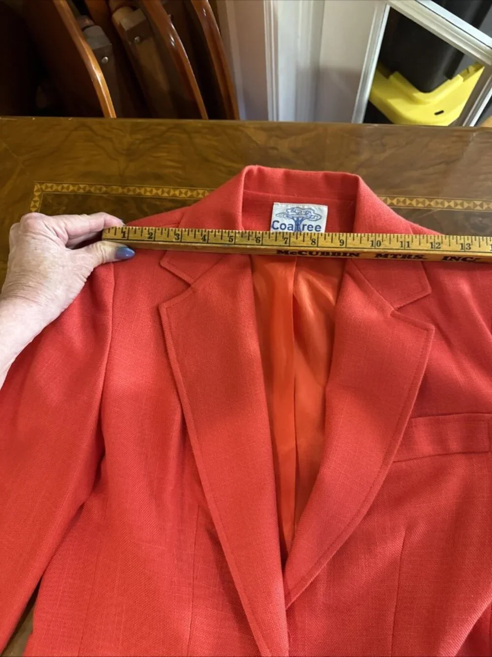 Vtg Red Gold Button Linen look Blazer Medium Coatree Preppy Coastal Super Nice
